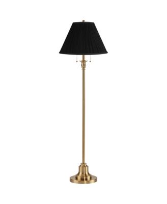 Dyna Traditional 58" Tall Standing Floor Lamp Pole Pull Chain Antique Brass Finish Mushroom Pleated Shade