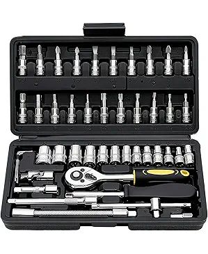 46pieces  1/4inch  Drive Socket Ratchet Wrench Set Quick-release