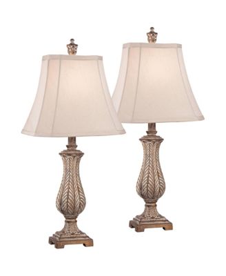 Karina 25" High Petite Vase Traditional Country Cottage Table Lamps Set of 2 Leaves Finish Living Room