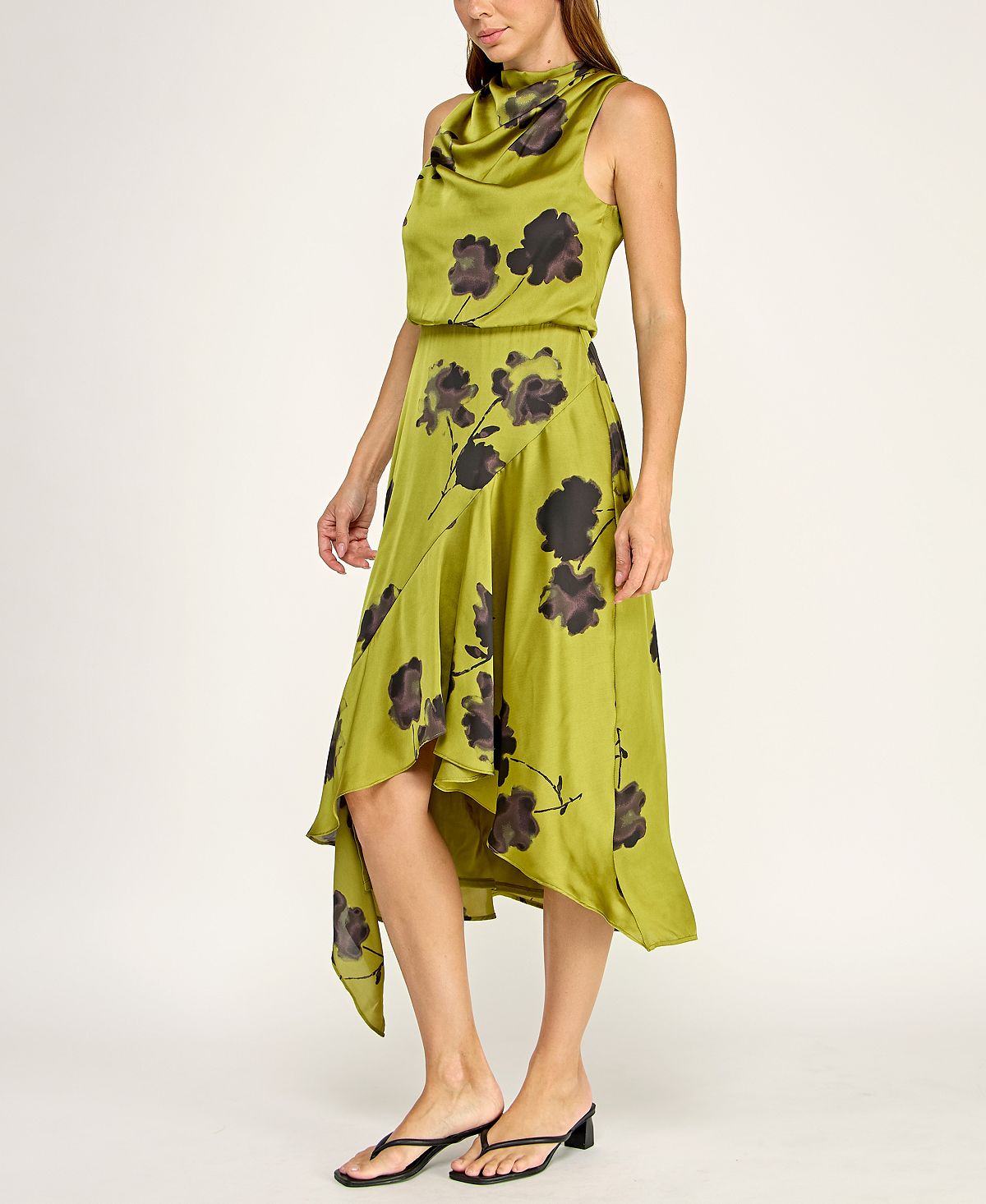 ROW A Juniors' Cowl Neck Asymmetric Midi Dress view 6 — MAYCSS fashion products