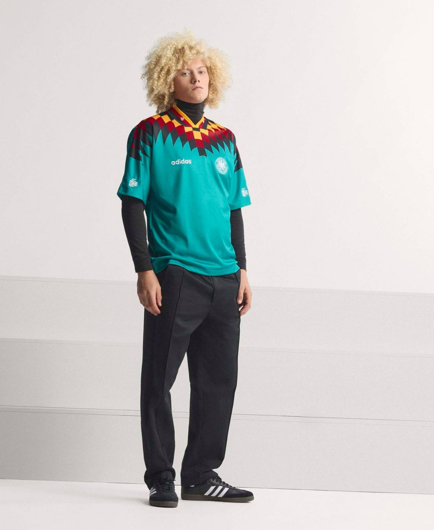 Мужской топ adidas Green Germany National Team 1994 Away Bringback Jersey — фото 4