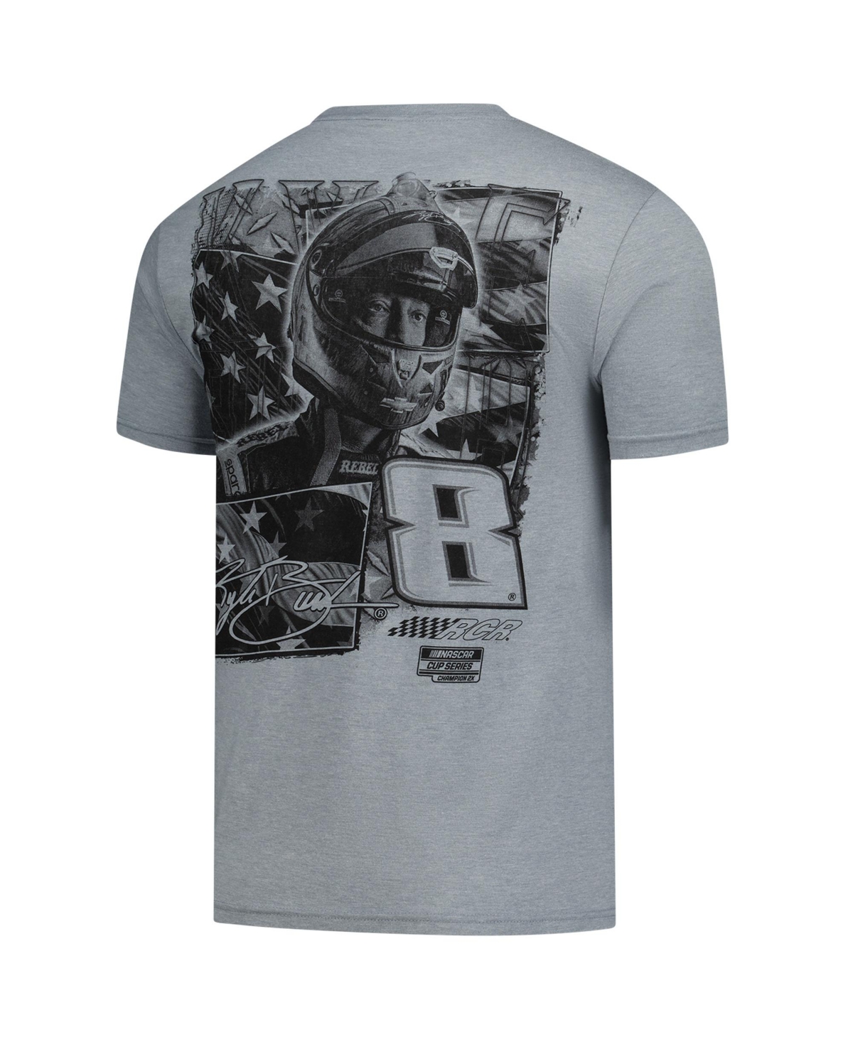 Classic Ink Men's Heather Gray Kyle Busch Flag 2-Sport Tri-Blend T-Shirt