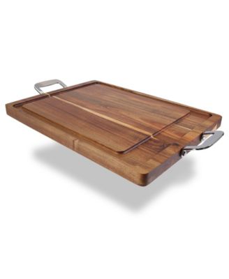 Acacia Cutting Board with Stainless Steel Handles