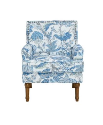 Farmhouse Side Chair with Solid Wood Legs Upholstered Armchair