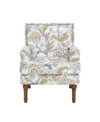 Farmhouse Side Chair with Solid Wood Legs Upholstered Armchair
