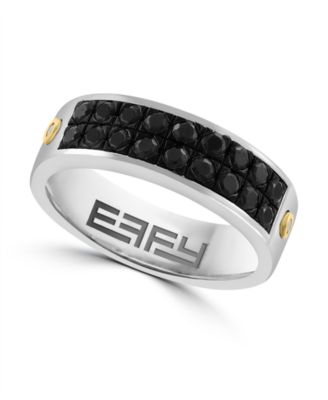 Men's Black Spinel (1-1/5 ct. t.w.) and Diamond Accent Ring in Sterling Silver