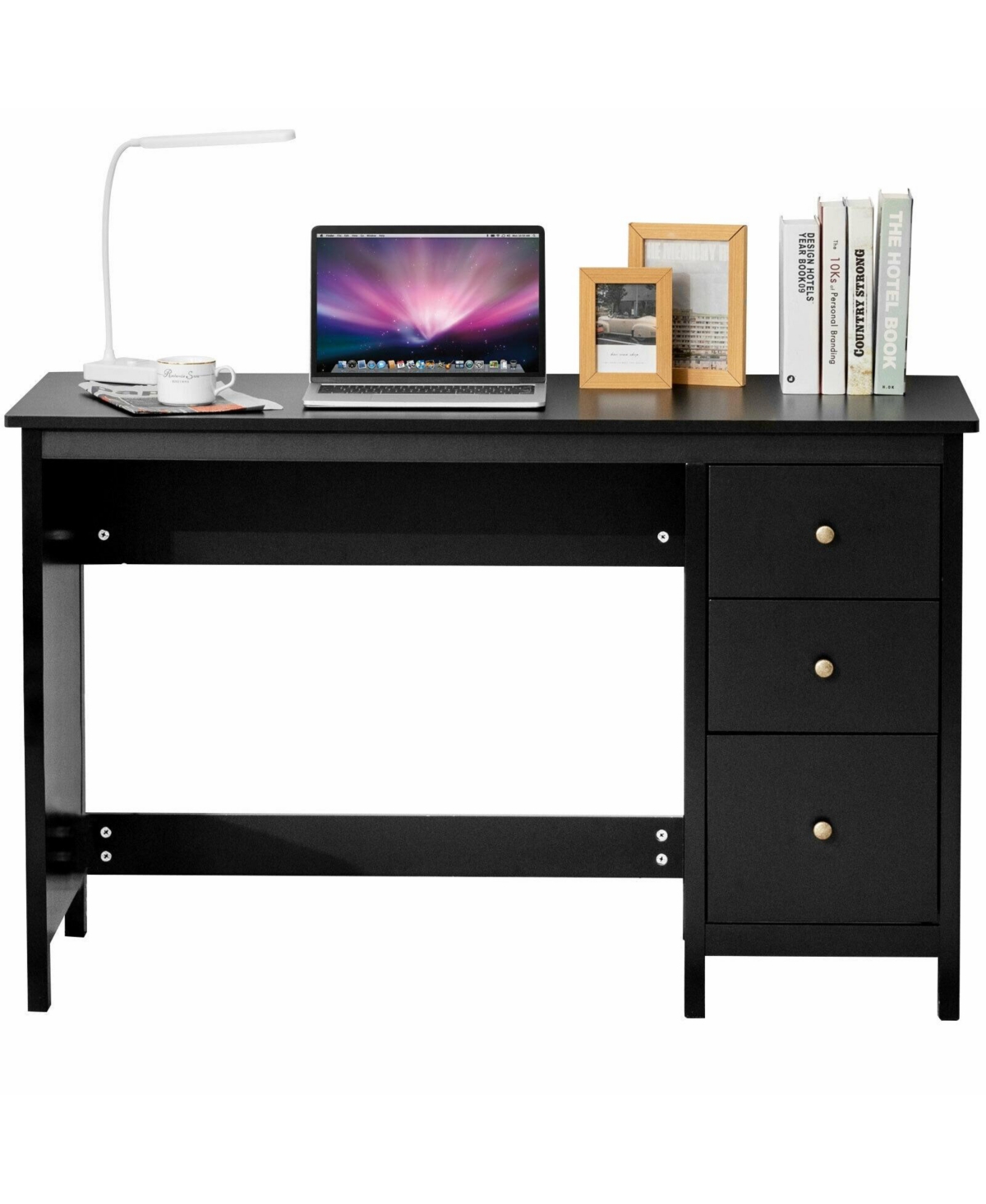 Gouun 3-Drawer Home Office Study Computer Desk with Spacious Desktop