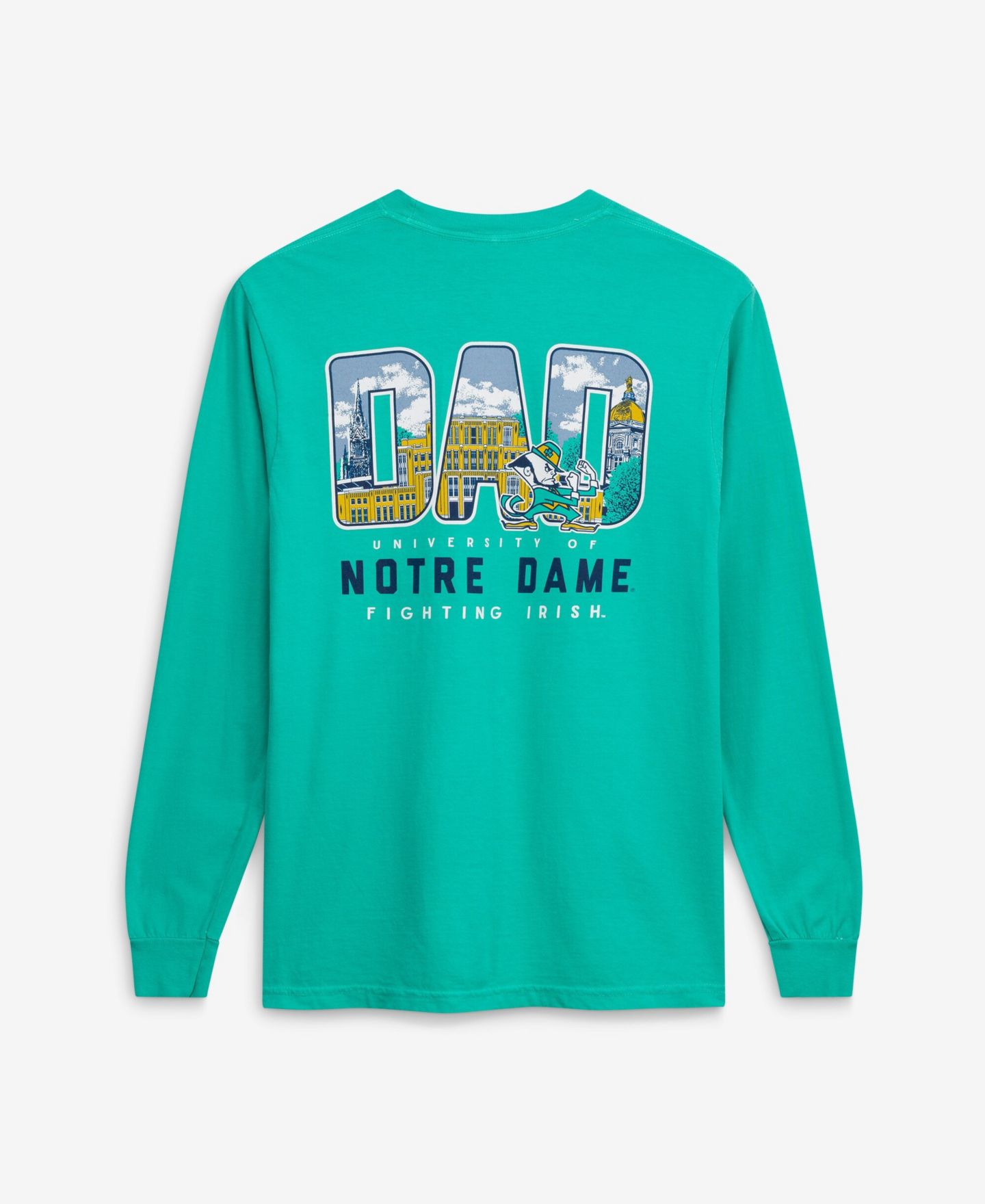 Мужская футболка Image One Green Notre Dame Fighting Irish Father's Day Campus Drawing Long Sleeve — фото 2