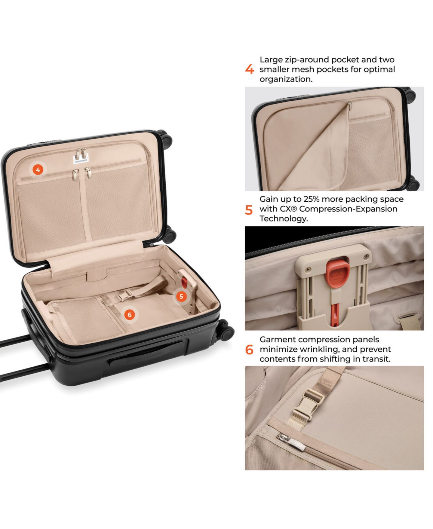 Чемодан Briggs & Riley Essential Front Pocket Carry-On Expandable Spinner, цвет: Чёрный — фото 13