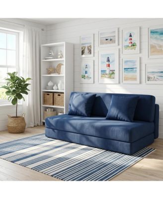 Multi-Functional Folding Floor Sofa Bed with Pillows - Convertible High-Density Foam Sleeper Chair with Washable Cover for Modern Small Spaces