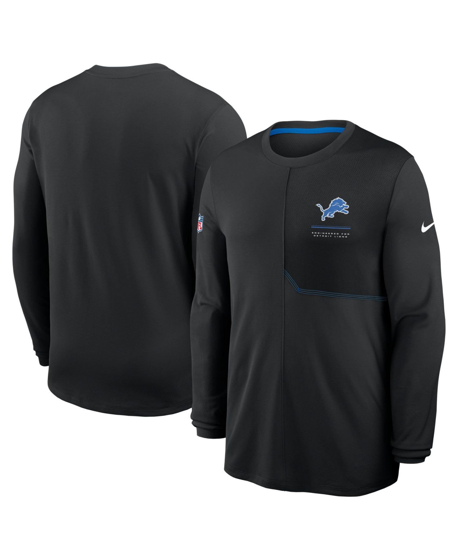 Men's Black Detroit Lions Sideline Coaches UV Dri-FIT Long Sleeve T-Shirt