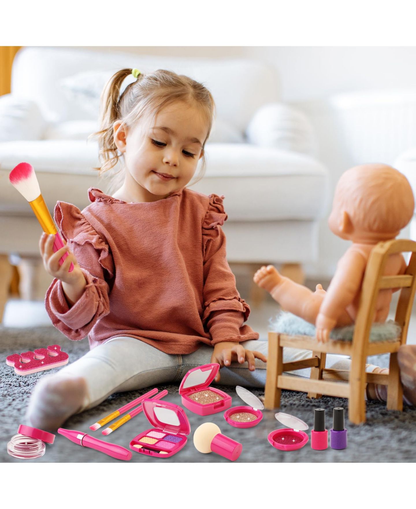 Детские игрушки GNUADZ Pretend Makeup Kit Play Set, Ages 3+, цвет: Красный — фото 2