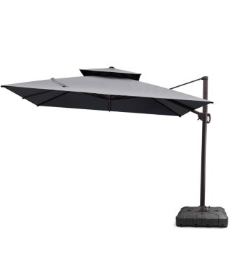 Outdoor Patio Double Top 10x10Feet Square Aluminum Cantilever Umbrella with Wheel Base
