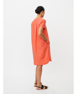 masai linen dress MASAI Nebine DRESS S 100% LINEN Cayenne Coral Red Oversize NEW $198