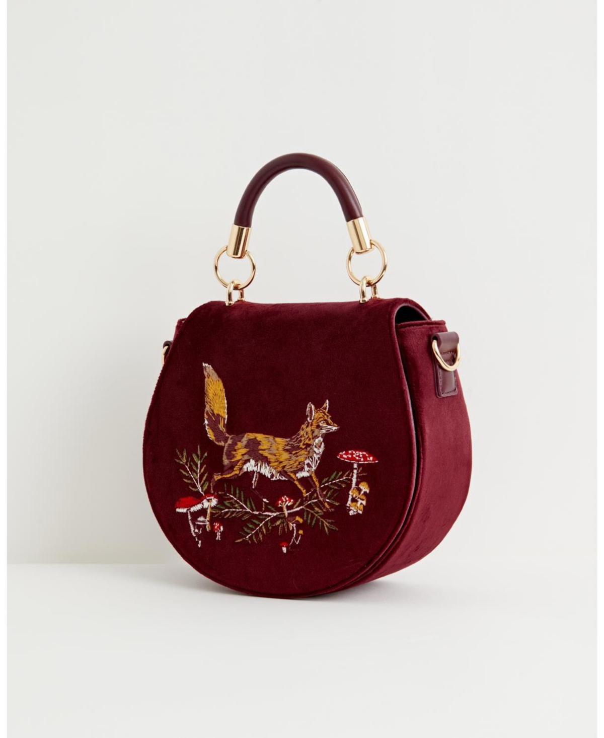Fable England Fox And Mushroom Embroidered Saddle Bag