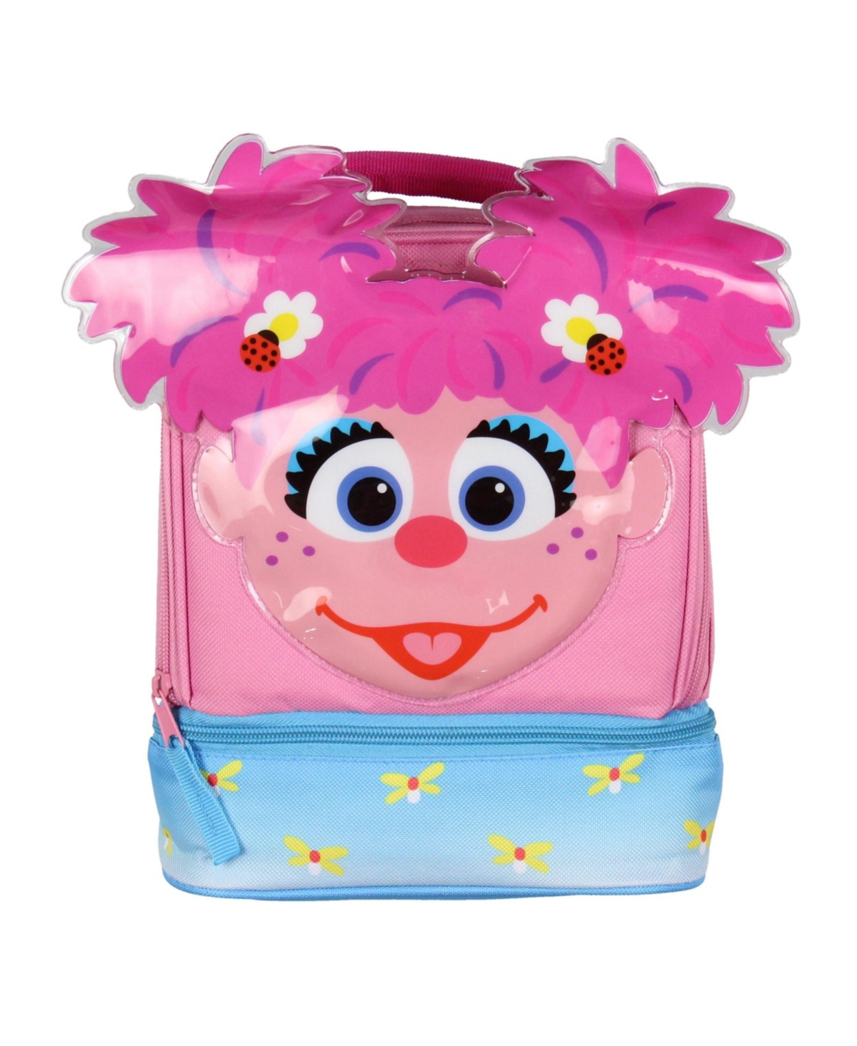 Sesame Street Abby Cadabby Face Kids Girls Cute Dual Compartment Insulated Lunch Box Pail Tote Bag 10"