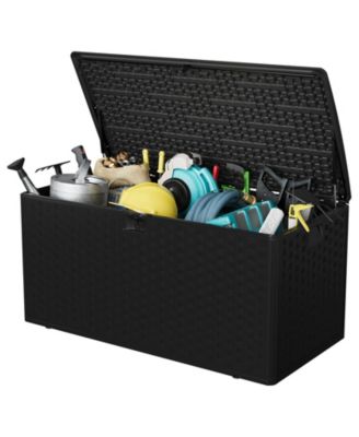 100 Gallon Outdoor Storage Box, Lockable UV Resistant Storage Chest, Large Waterproof Resin Patio Storage Bin, Suitable for Patio, Garden