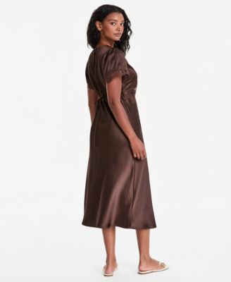 brown petite dresses Slip Womens Solid Color Asymmetric classic suit Xpluswear Design Plus Size Variant:Black size 12