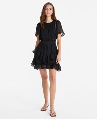 Women's Ruffle-Tiered Short-Sleeve Mini Dress