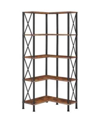 5-Tier L-Shaped Corner Shelf Bookcase for Home Office and Living Room