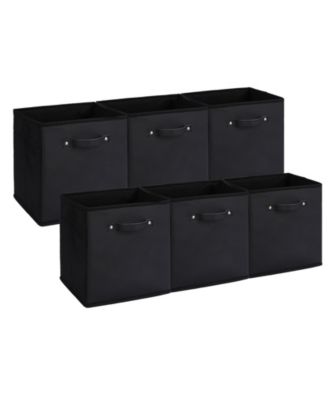 6-Pack Foldable Fabric Storage Bins with Faux Leather Handles, Cube Organizer Baskets for Shelves and Closet
