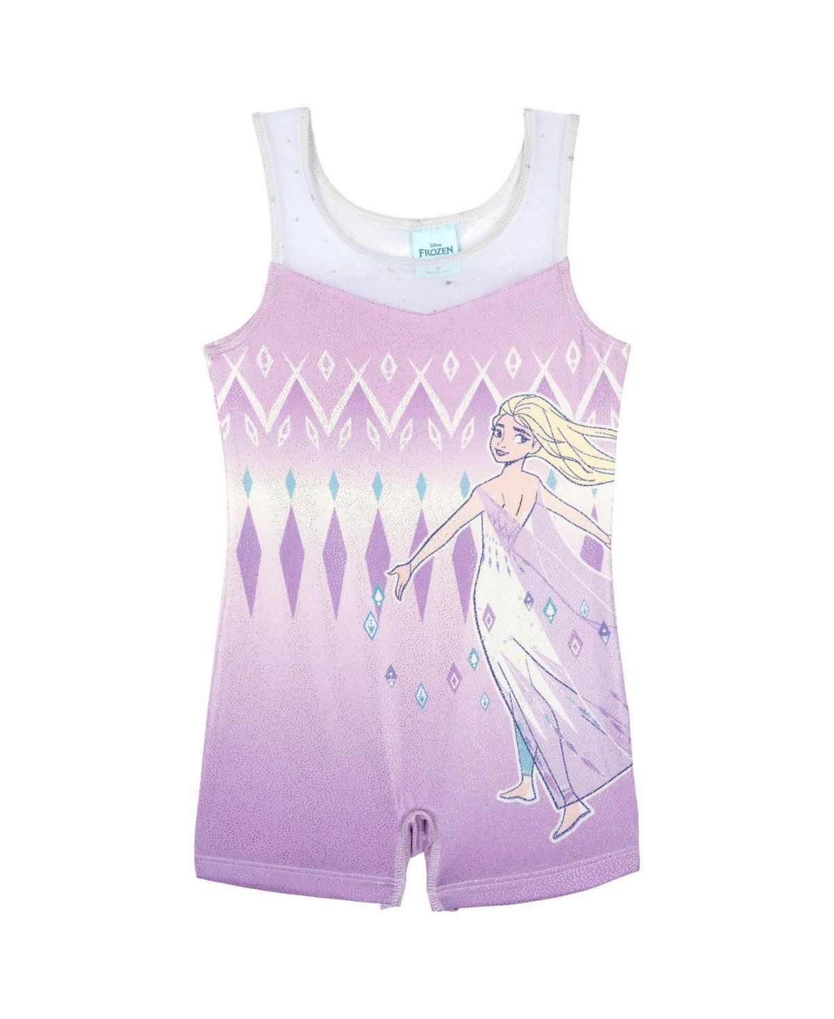 Moana Frozen Queen Elsa Little Girls' ( 5 to 8 ) Sleeveless Gymnastics One Piece Romper - Lilac elsa