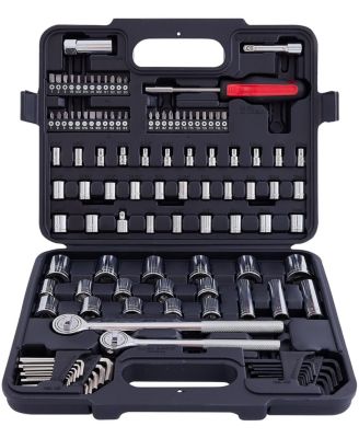 Socket Wrench Set 1/2inch  3/8inch  Drive Ratchets SAE Metric Sockets Deep Spark Plug Bits Hex Keys Auto Repair Tool Kit