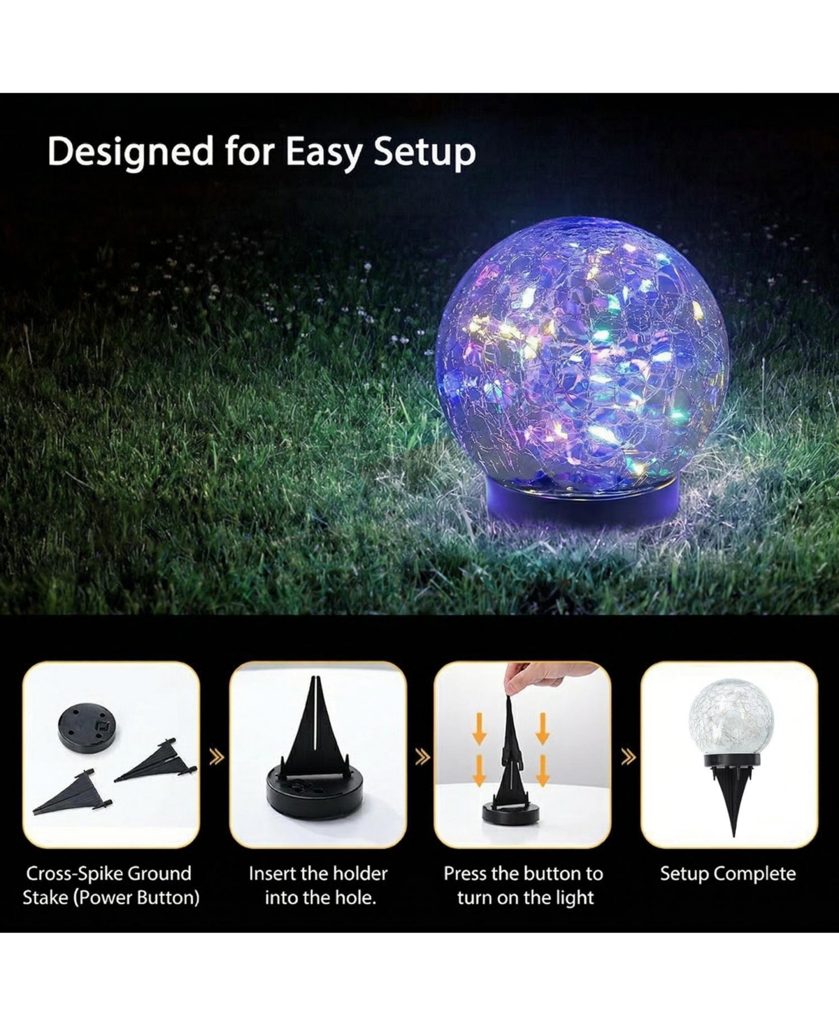 Cowin Solar Globe Lights 4 Pack Glass Ball Outdoor Waterproof Balls