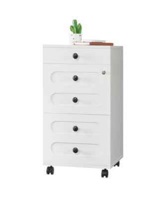 Rolling File Cabinet with 3 Drawers and Lock for Letter Size Files