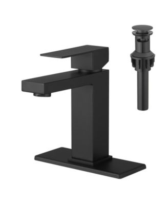 Sink Faucet With Deck Plate Waterfall   with Pop Up Drain and Supply Lines Bathroom Faucets for Sink 1 Hole One Handle Faucets Vanity Bath