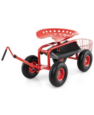 Rolling Garden Work Seat with Extendable Handle