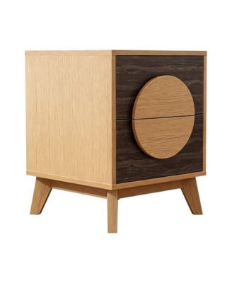 Set of Two 21" Solid Wood Square Two Drawer Nightstands
