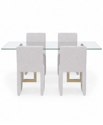 Emila 5-Piece Rectangular Table and Upholstered Chairs Dining Set