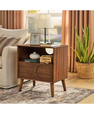 Mid Century Nightstand with Charging Station