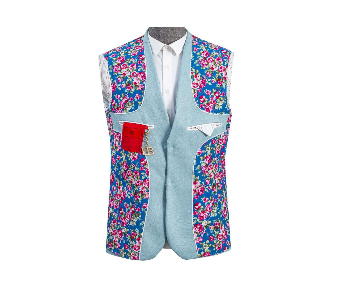Мужская куртка Elie Balleh Slim Fit Solid Blazer Sports Coat, цвет: Синий — фото 5