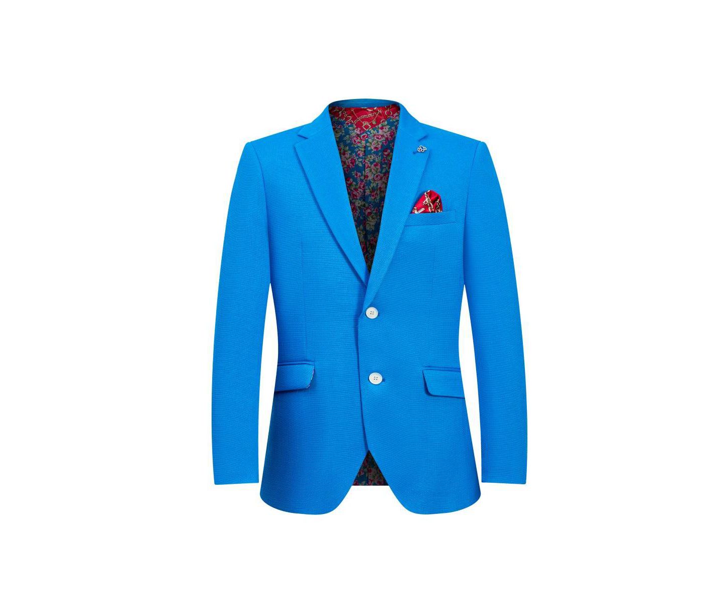 Мужская куртка Elie Balleh Slim Fit Solid Blazer Sports Coat, цвет: Королевский синий — фото 3