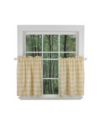 Country Check Tailored With 1.5inch  Rod Pocket Window Tiers Butter