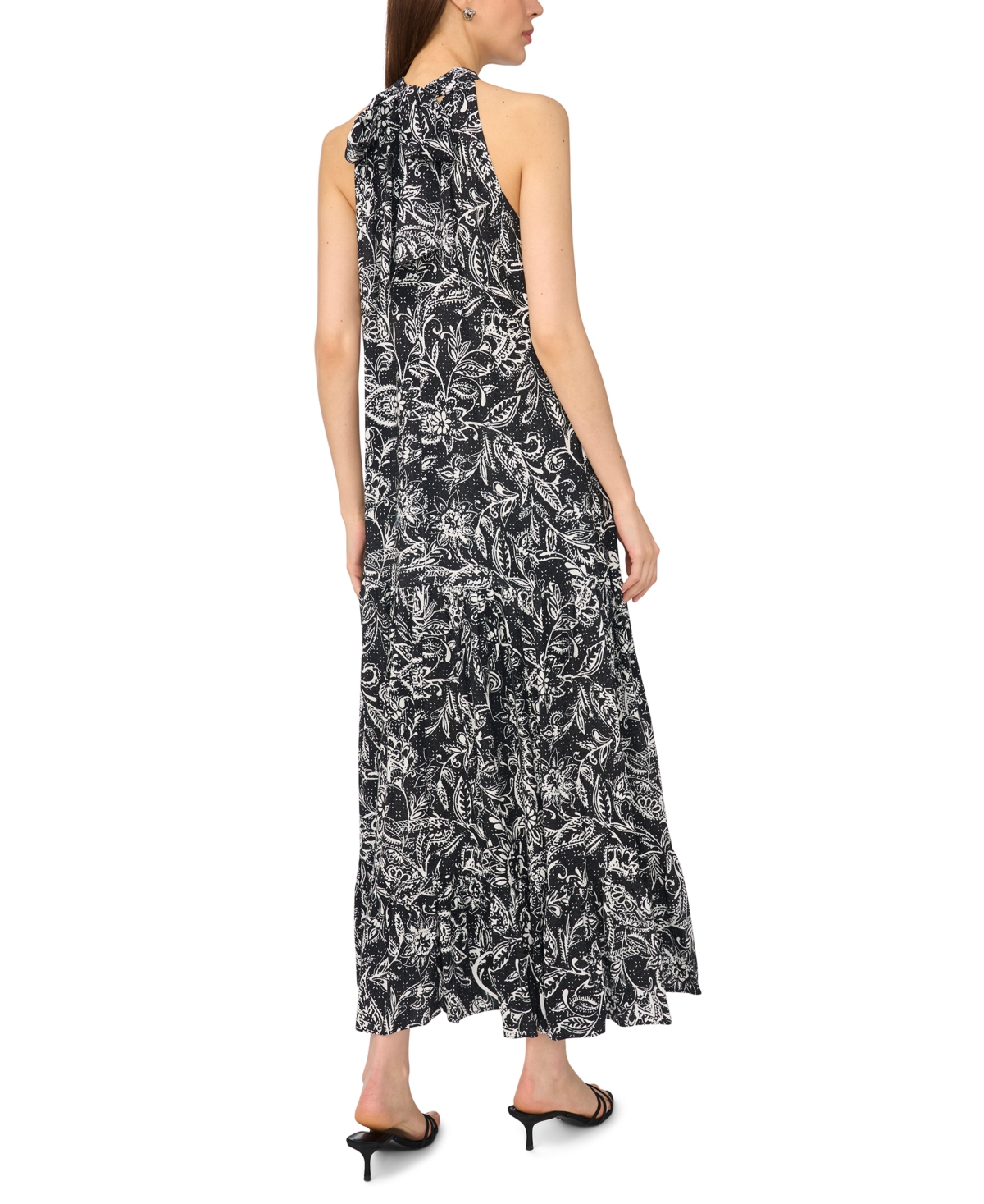 Msk Women's Strapless Halter Neck Tiered Maxi Dress