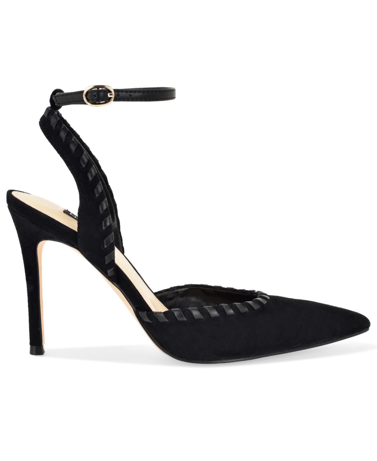 Женские туфли Nine West Kenedy Suede Whipstitch Two-Piece Dress Pumps, цвет: Чёрный замшевый — фото 2