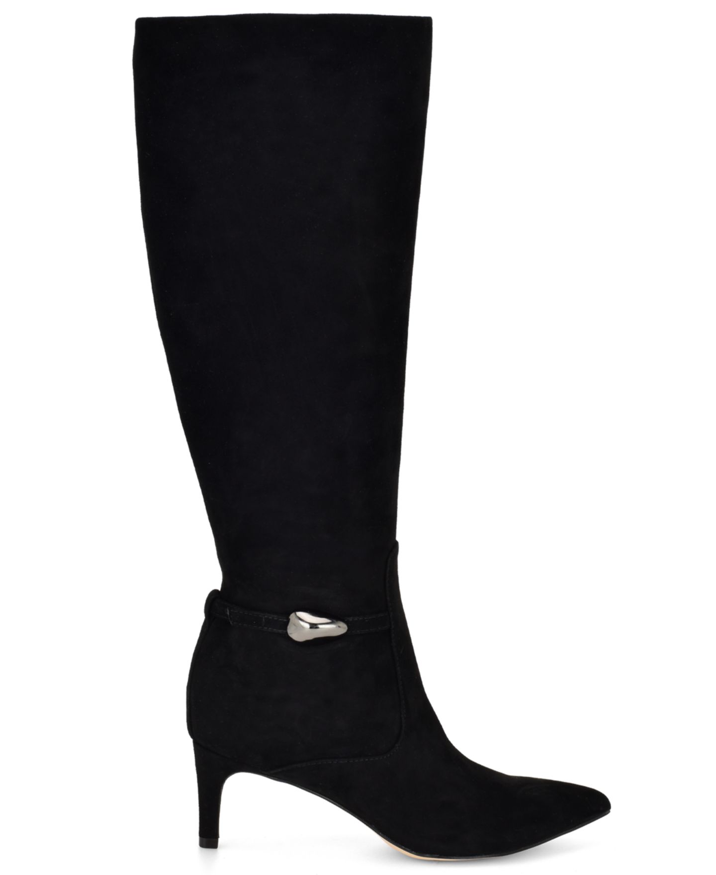 Женские ботинки Nine West Salla Suede Tall Kitten Heel, цвет: Чёрный замшевый — фото 2