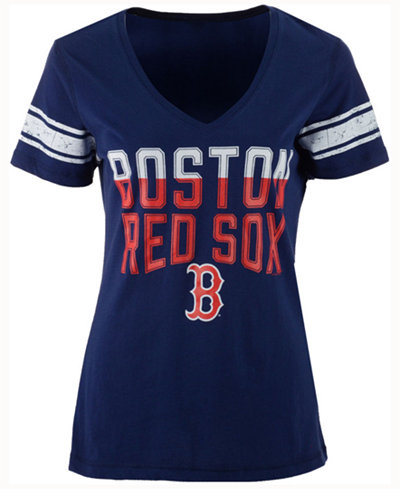 G3 Sports Women's Boston Red Sox Walk Off Sleeve Stripe T-Shirt