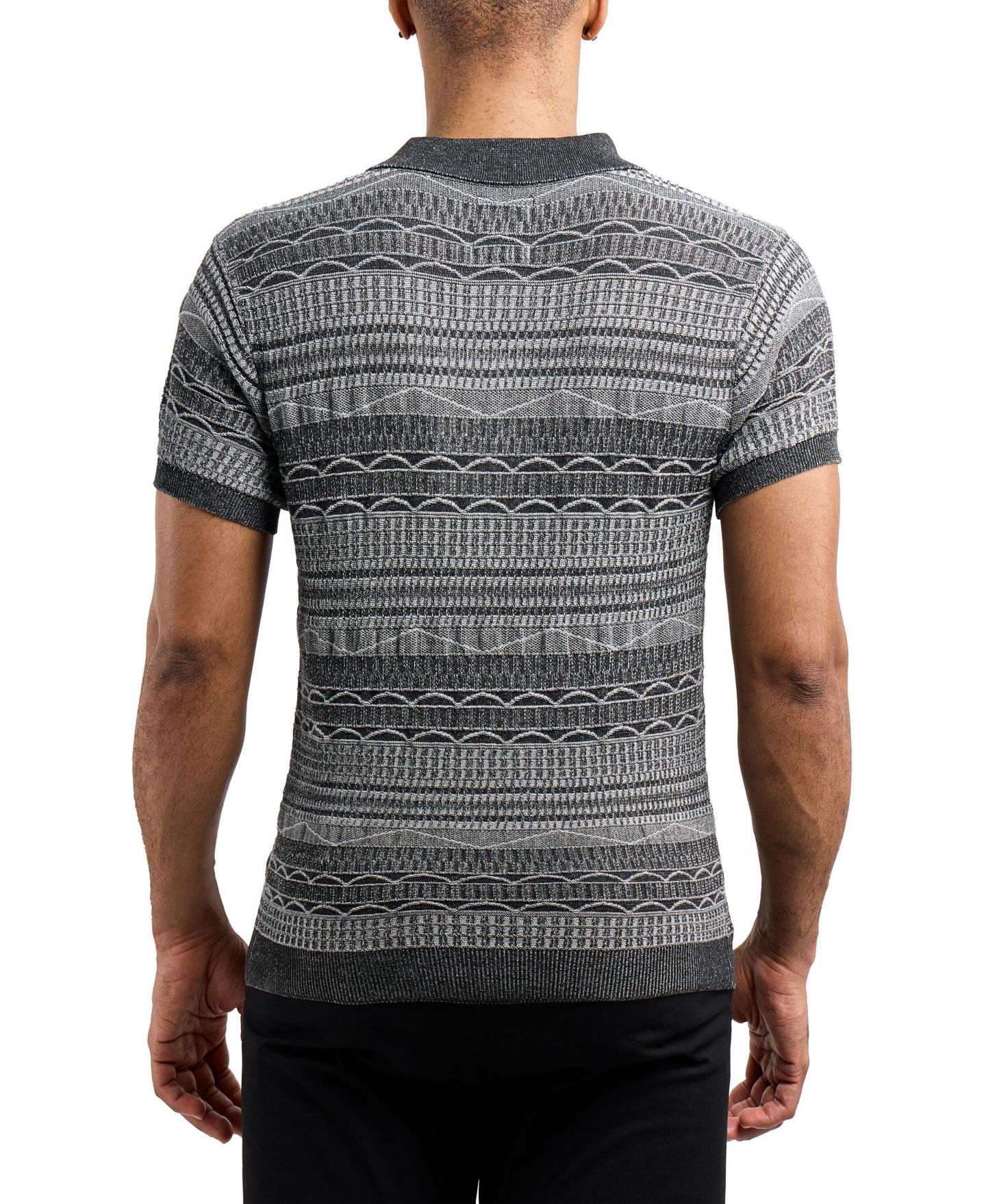 Мужские топы XRAY Allover Jacquard Sweater Polo, цвет: Чёрный — фото 2