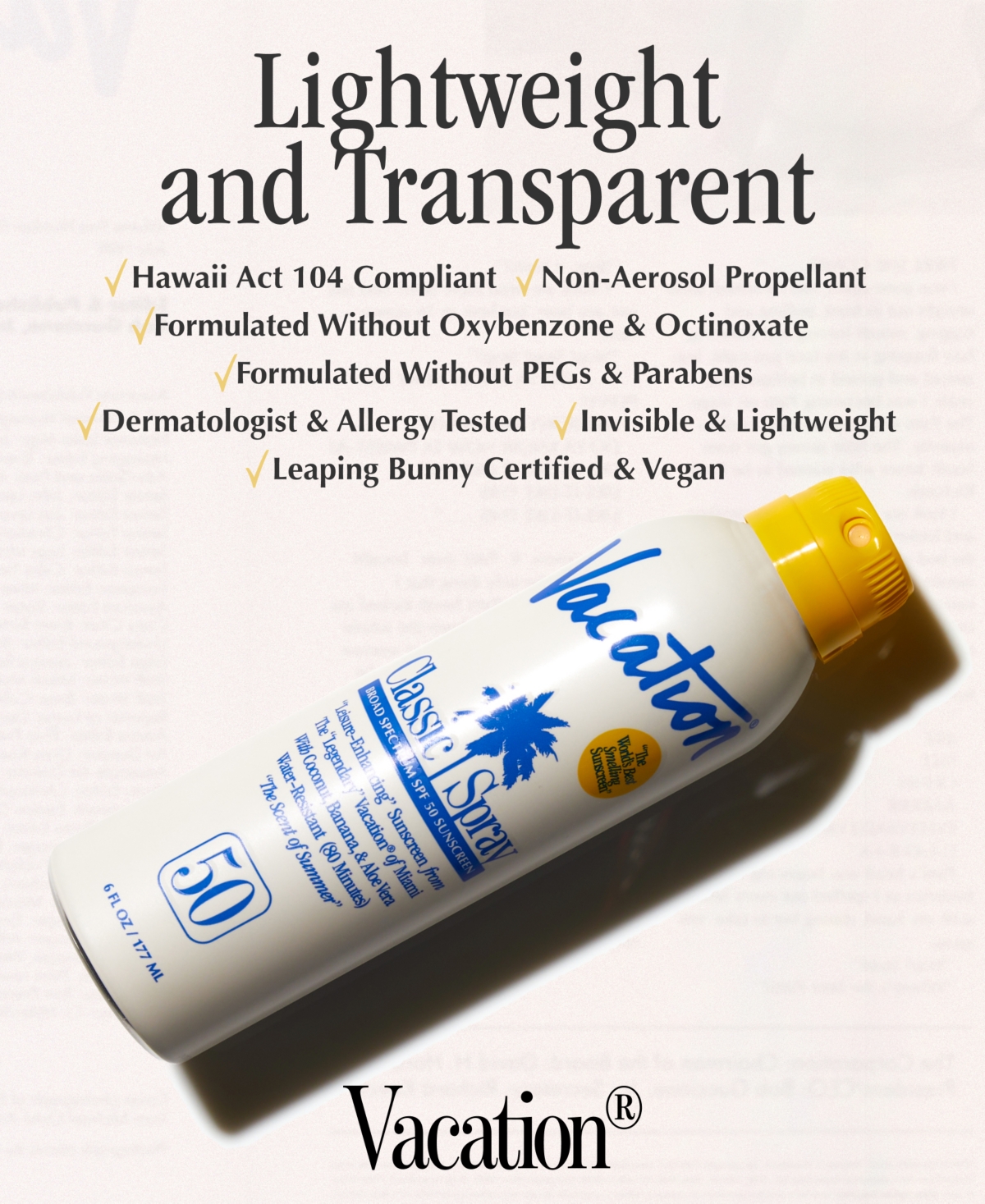Vacation Classic Spray Spf 50 Sunscreen, 6 oz.