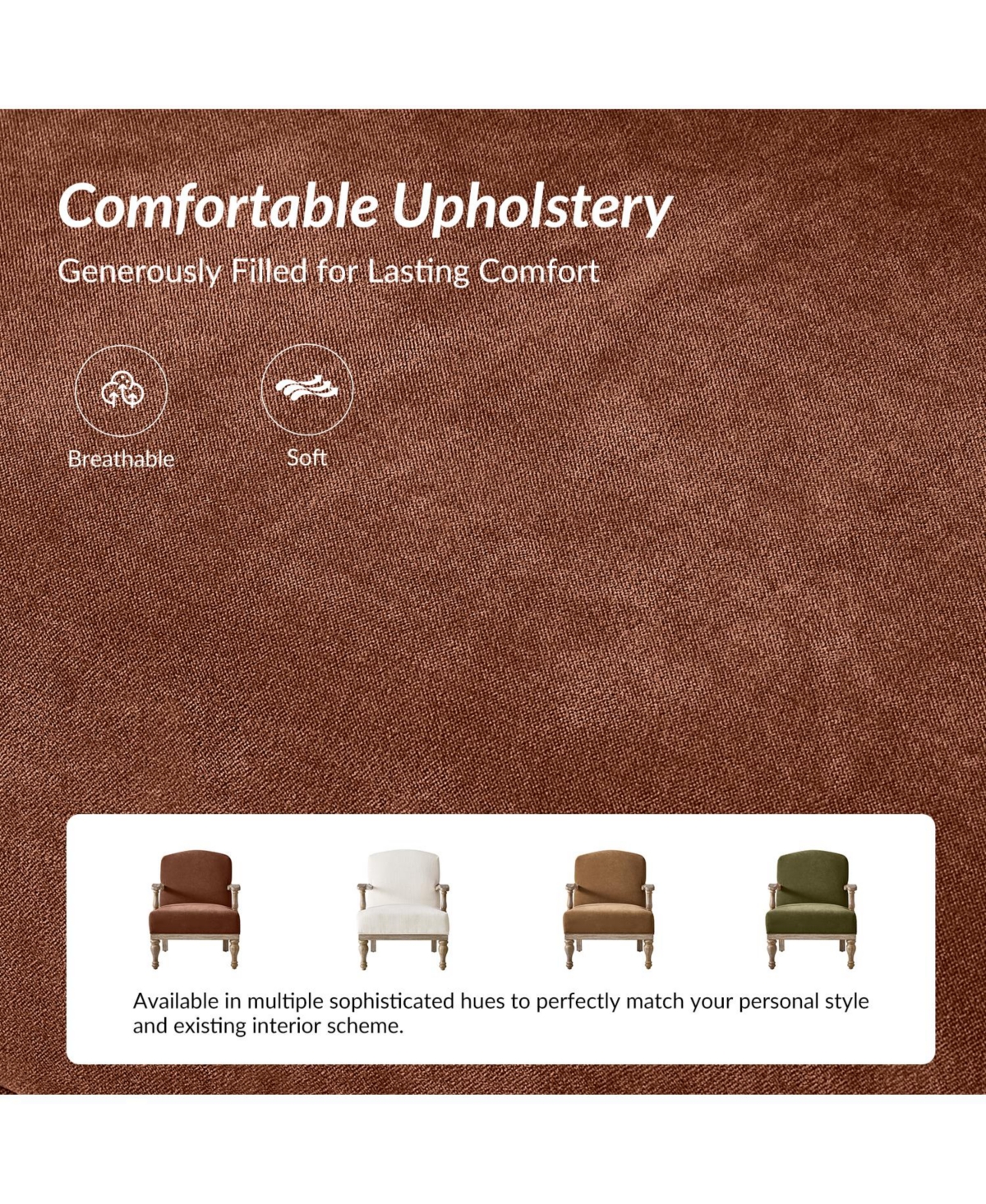 Hulala Home Rift Farmhouse Accent Chair With Solid Wood Armrests