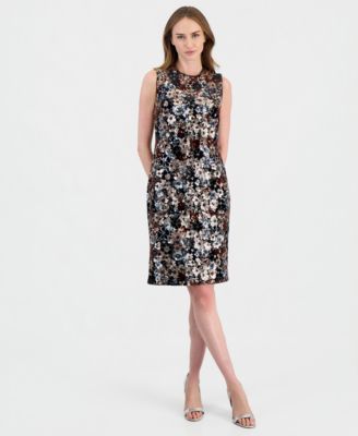 Women's Sequined-Floral Scoop-Neck Sheath Dress