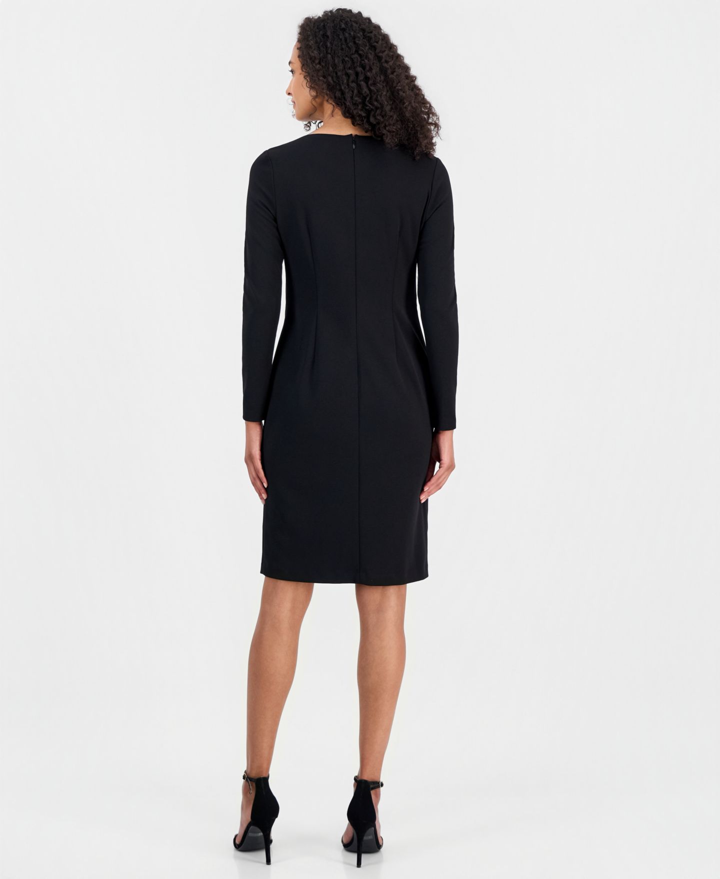Женское платье Anne Klein Petite Scoop-Neck Scuba Crepe Sheath, цвет: Чёрный — фото 3