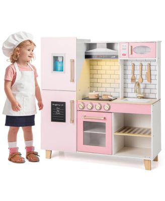 Kitchen Playset for Kids with Realistic Lights and Sounds Range Hood Stove Grill