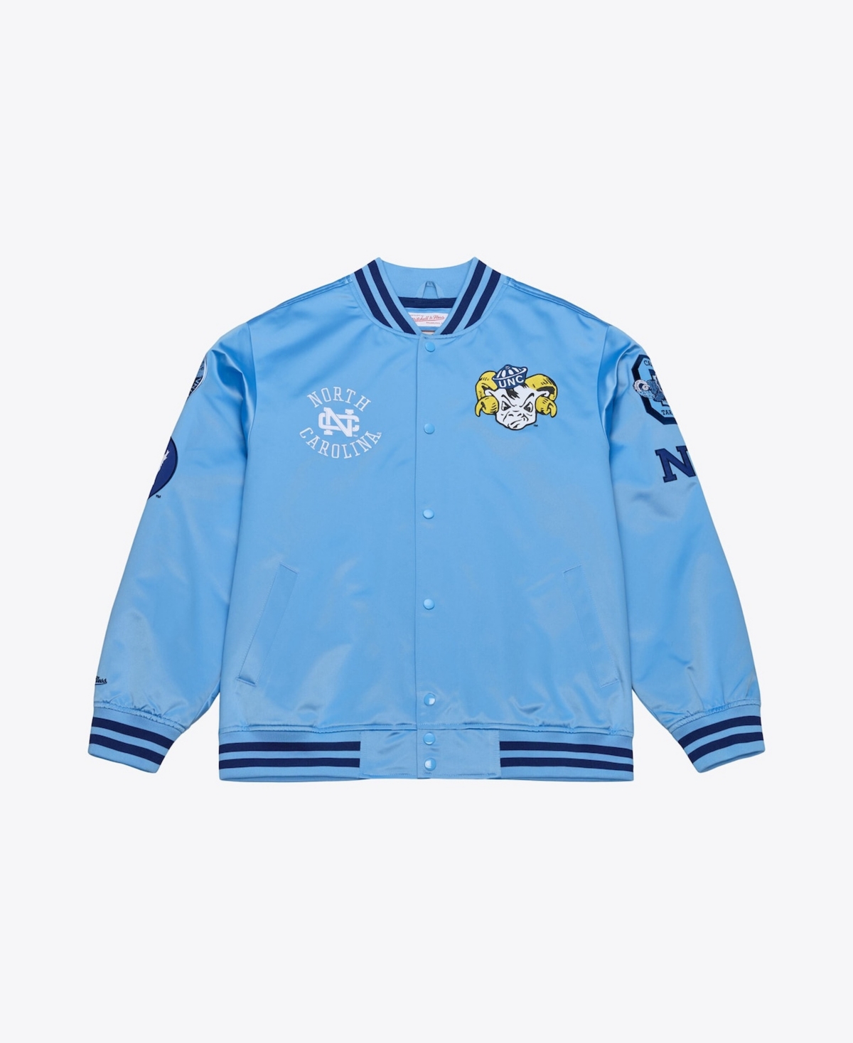 Mitchell & Ness Men's Carolina Blue North Tar Heels Double Clutch Lightweight Satin Full-Snap Jacket