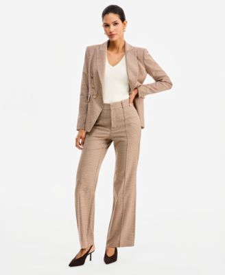 Women's Houndstooth Double Breasted Blazer & Straight Leg Pants