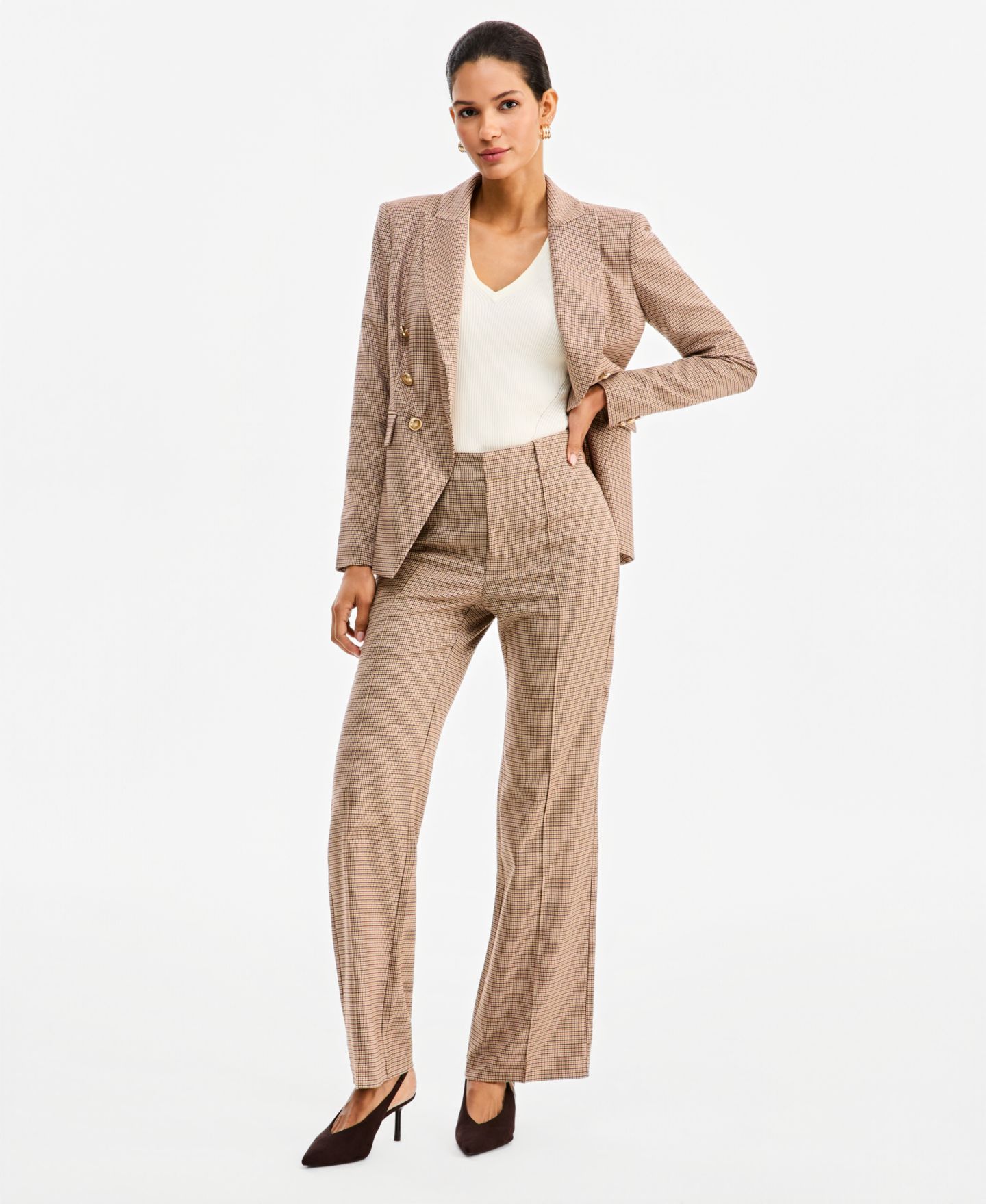 Женский пиджак I.N.C. International Concepts Double-Breasted Houndstooth Blazer, цвет: Гусиная лапка — фото 5